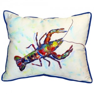 Betsy Drake Interiors Crayfish Indoor/Outdoor Lumbar Pillow HUC1880